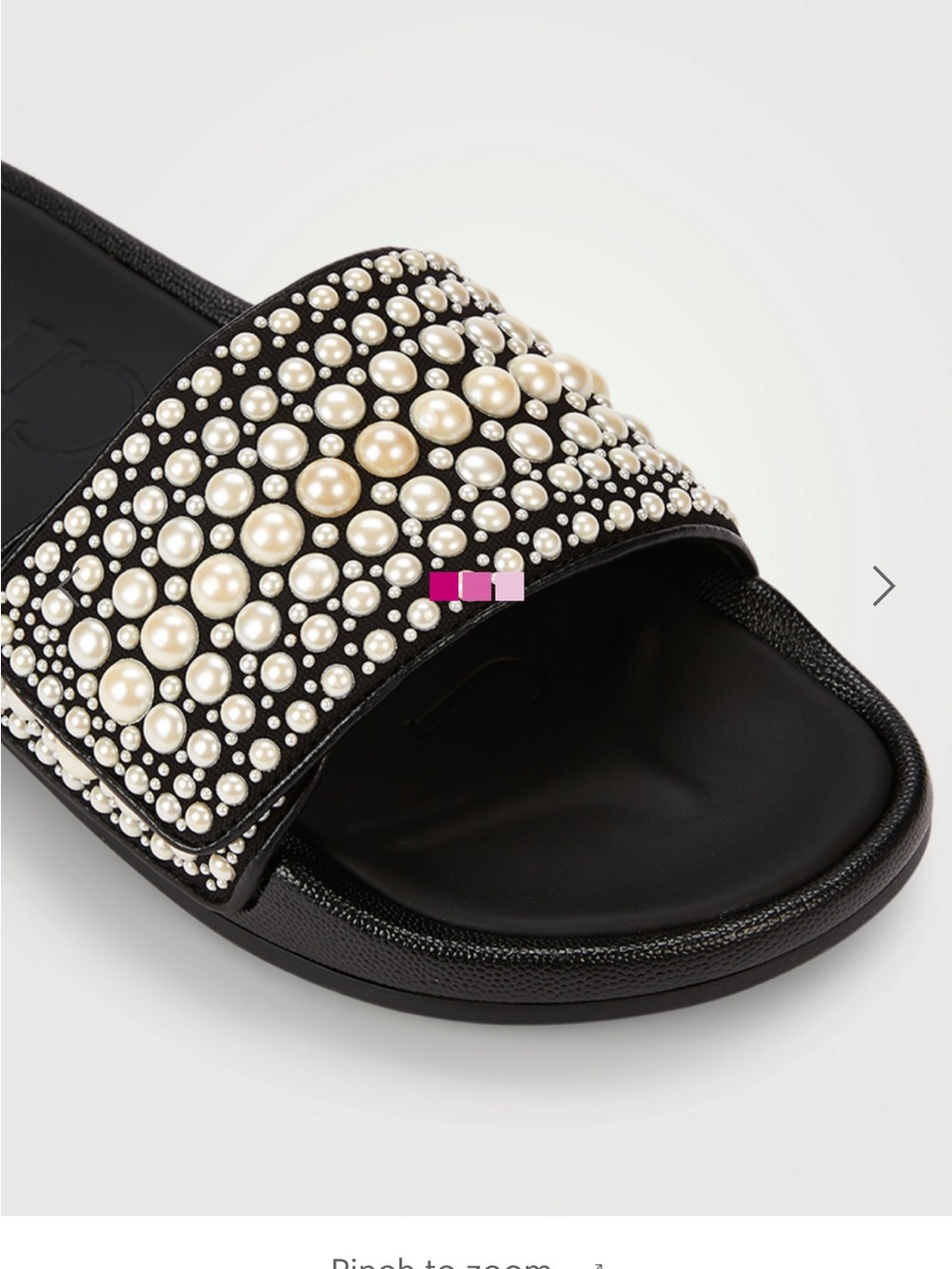 Jimmy Choo Black Slide Sandals with Pearl Embellishments
